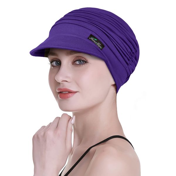 FocusCare Zeitungsjunge Mütze, Chemo Hair Loss Sensitive Scalp Headcover Baumwollmütze für Chemo