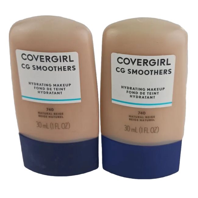 2 PACK COVERGIRL CG SMOOTHERS HYDRATING MAKEUP UNSCENTED 740 NATURAL BEIGE