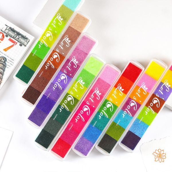 Fiyuer Stempelkissen Bunt, 56 Farben Stempelkissen Set, Fingerabdrücke Stempelkissen Ungiftig Abwaschbar Stamp Pad, für Papier Handwerk Stoff Malerei DIY Geburtstag (8 Stück)