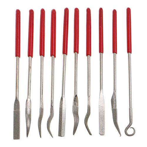 Gasea 10pcs Diamond Coated Riffler File Assorted Set 3 x 140mm Mini Riffler Needle Metal Files Kit for Jewelers Glass Wood Carving Craft