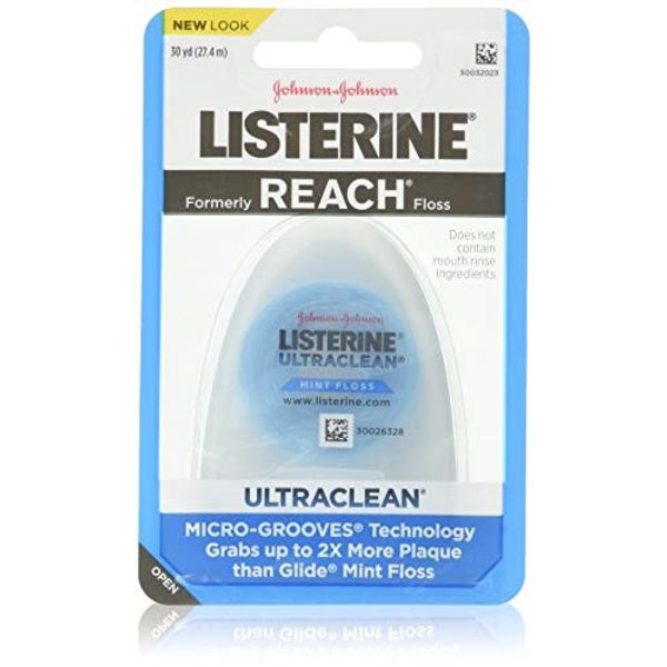 Listerine Ultraclean Dental Floss, Oral Care, Mint-Flavored, 30 Yard, Pack of 6