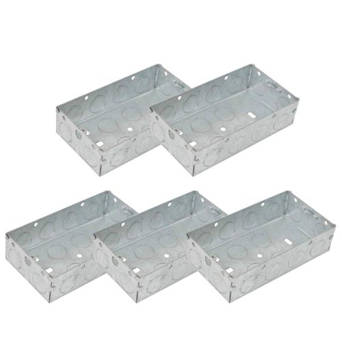 5 x Double Metal Back Box 35mm Flush Wall Pattress / 2 Gang Electrical Sockets