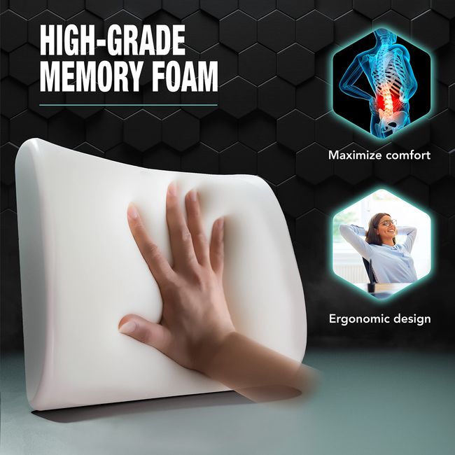 Samsonite SA5243 Memory Foam Ergonomic Lumbar Support Car Pillow - Black  for sale online