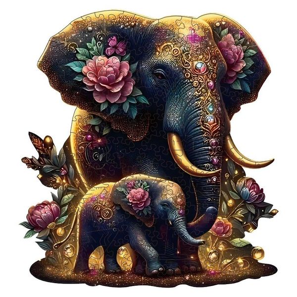 A3 Wooden 3D Puzzle Elephant Unique Shaped Toy Model Board Games