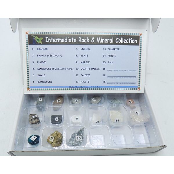 Homeschool K12 Intermediate Rock Mineral Collection All Numbered Key Geoscience