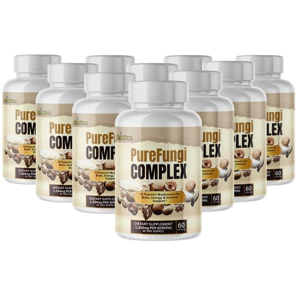 PureFungi Complex- Brain & Immune Support- 10 Bottles- 600 Capsules