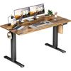 55" Rust Brown Modern Height Adjustable Electric Standing Desk Home Office Table