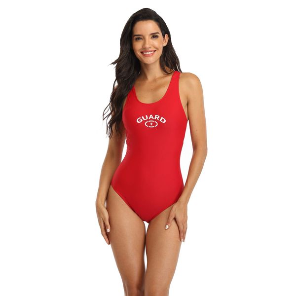 Adoretex Women's Guard Fit Back One Piece Swimsuit with Soft Cups - FGP15 - Red - 30