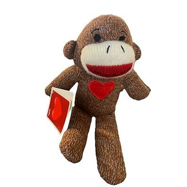 Dan Dee Sock Monkey 9" Plush Stuffed Animal Doll Red Heart Valentine