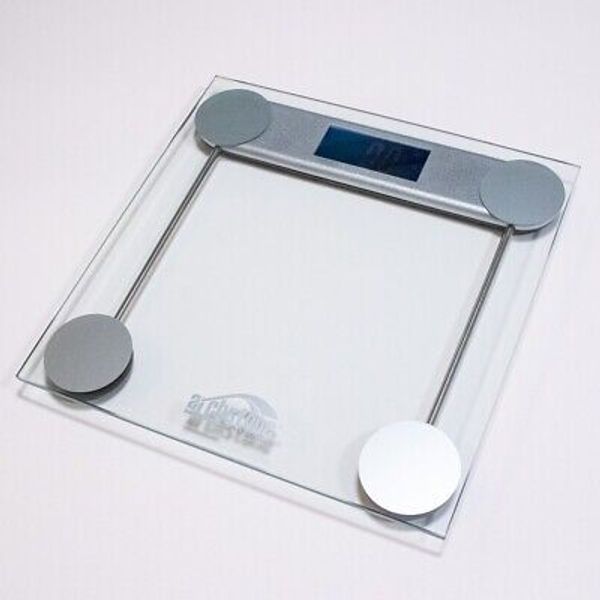 Bathroom Scale 400 lb ArchStone Tempered Glass Large LCD Auto Calibration Silver