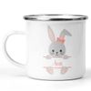 Personalised Easter Bunny Mug with Name, Custom Easter Hot Chocolate Mug, Kids Easter Cup, Easter Gift, Easter Decor, Children's Enamel Mug (Enamel, Pink)