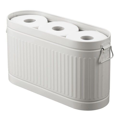 mDesign Toilet Roll Holder for 6 Rolls – Freestanding Metal Bathroom Storage for Toilet Roll – Compact Toilet Roll Storage for Main or Guest Bathroom – Light Grey