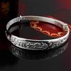 Mecool S999 Sterling Silver Bangle Bracelet Carved Expandable Bangle Adjustable Good Luck Bracelet
