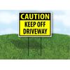 CAUTION KEEP OFF DRIVEWAY YELLOW - Single Sided Yard Sign ROAD SIGN with Stand