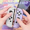 DLseego Protective Case for Switch/Switch OLED Controller,Transparency Glitter Soft TPU Switch Controller Protector Grip Case Cover,Clear+Purple
