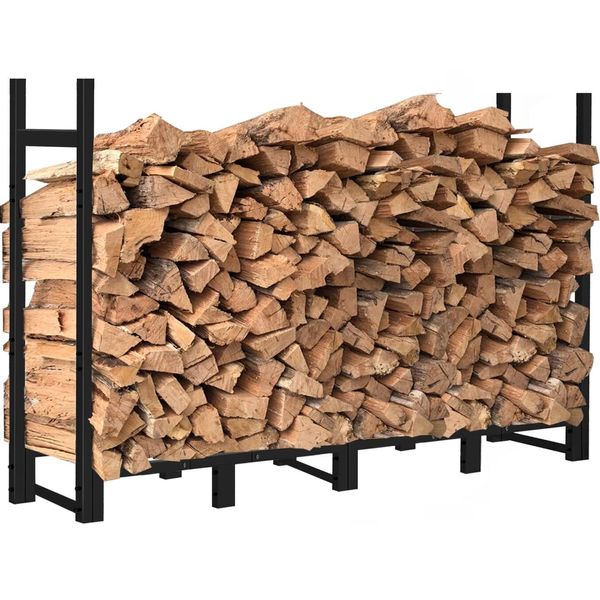 8Ft Firewood Rack Outdoor Adjustable Heavy Duty Wood Rack Fire Wood Holder for I