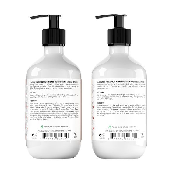 Deep Steep Shampoo & Conditioner, Premium Hair Care (Coconut Oil- Instant Repair, 10 oz)