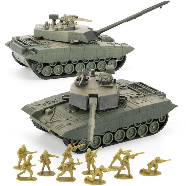 Gresdent WW2 Army Tank and Army Men Toys Playset,2 China Type98 MBT Tank Models and 10 Toy Soldiers for Kids Boys