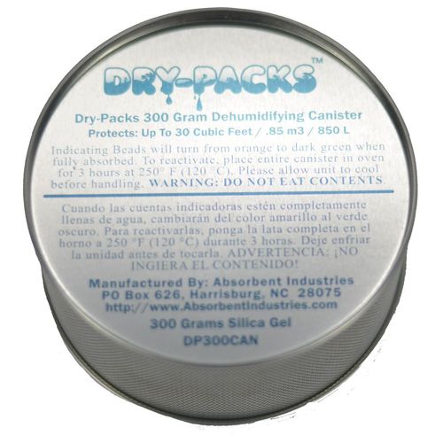 Dry-Packs 300 Gram Silica Gel Canister Dehumidifier - Moisture Indicating