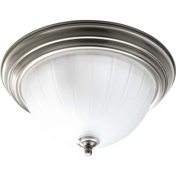 Progress Lighting P3817-09 2-Light Close-To-Ceiling with Etched Ribbed Glass, Brushed Nickel