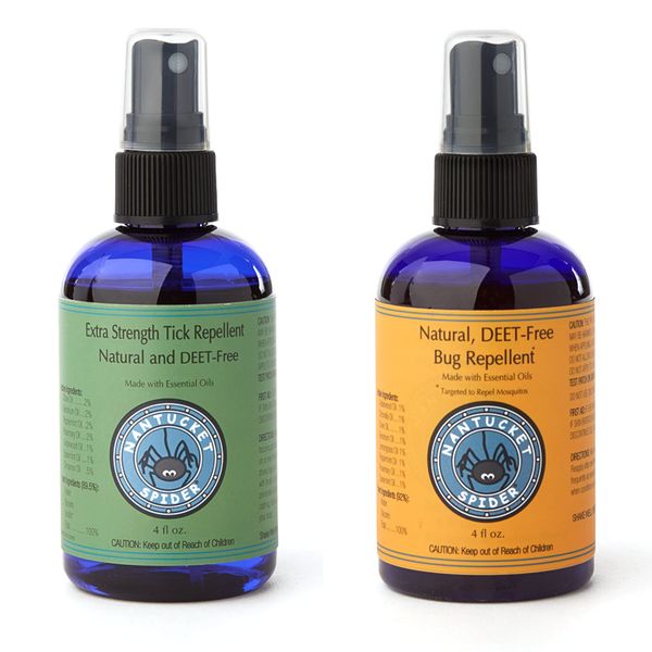 Nantucket Spider 2 Pack | 4 oz Extra Strength Natural Tick Repellent and 4 oz The Original Bug Repellent | 4 Ounce Travel Size | Natural Tick Repellent for People | Made in The USA