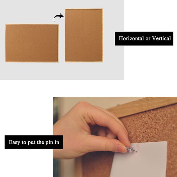 Wood Frame Split Cork/ Dry Wipe & Cork Board and Dry Wipe Board, Whiteboard Coloured Markers Bulletin Memo Decor, Home, Office, Push pins and Hanging Hooks (Cork Board, 600mm x 800m)