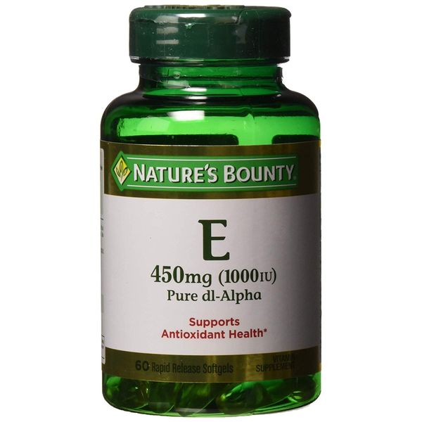 Nature's Bounty Vitamin E 1000 IU Softgels Pure DL-Alpha 60 Soft Gels (Pack of 2)