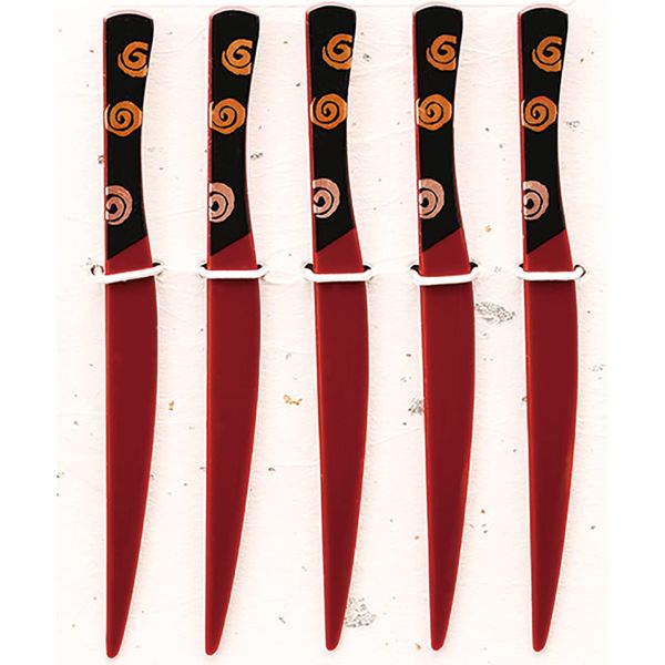 Aizu Lacquerware Cutlery 5 Piece Set, Uzu (Knife, Vermilion)