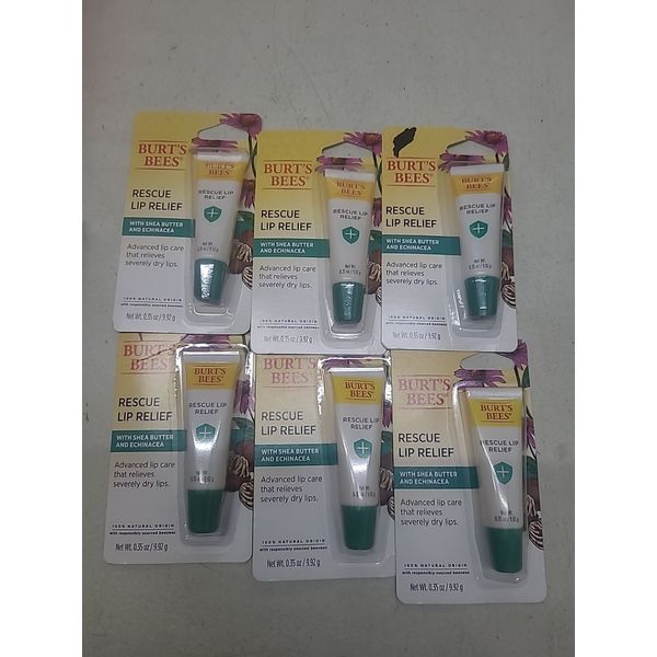 (6) Burt's Bees Rescue Lip Relief With Shea Butter And Echinacea .35oz Ea