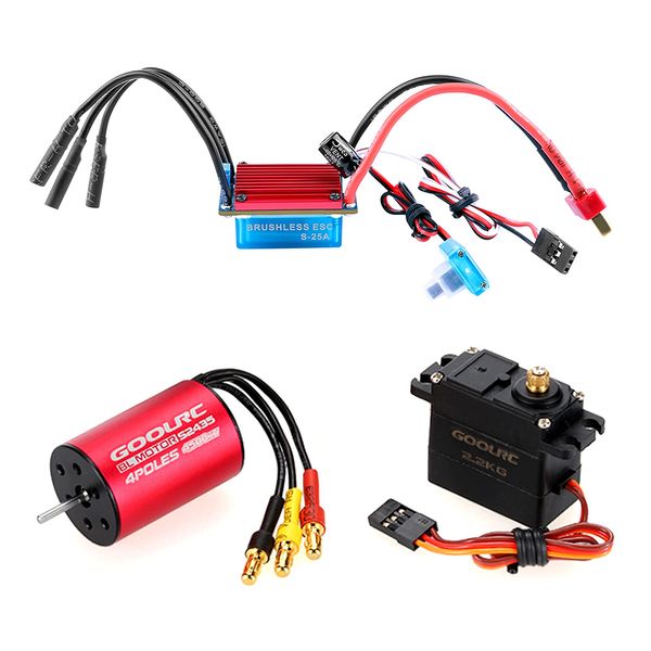 GoolRC S2435 4500KV Brushless Motor S-25A ESC with 2.2kg Metal Gear Servo Upgrade Brushless Combo Set for 1/16 1/18 RC Car Truck