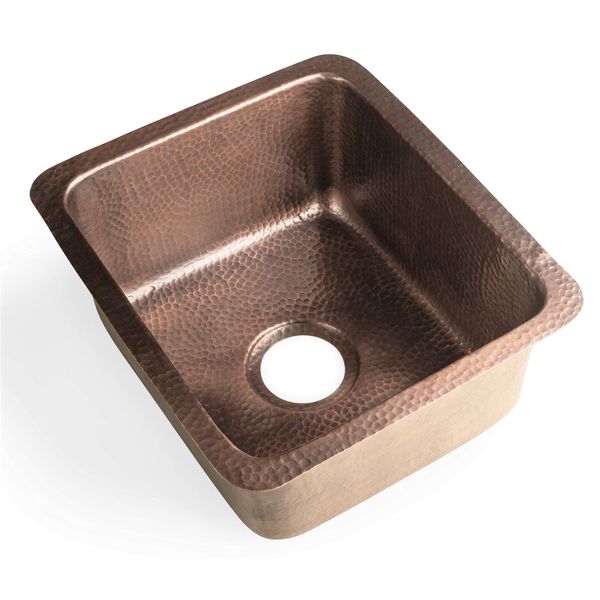 Monarch Abode 17090 Pure Copper Hand Hammered Highball Single Bowl Kitchen Sink (17 inches)