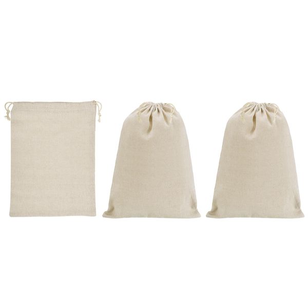 PATIKIL 16"x12" Coin Money Sacks Bag, 3 Pack Bank Deposit Change Transit Bags Cash Bag with Drawstring Currency Bags Gift Bag Style 1, Beige
