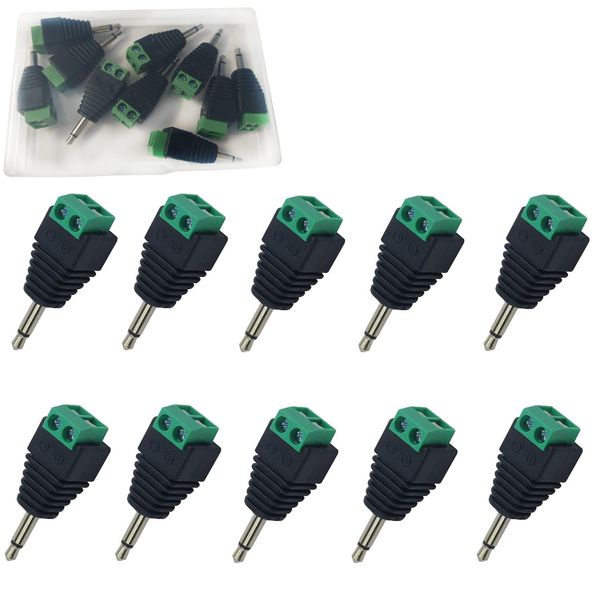 RUNCCI-YUN 10 Stück 3,5 mm Klinkenstecker 3,5mm Audiostecker 3,5 mm TS Mono Stecker zu 2 Pin Schraubklemmen Buchse AUX Kopfhörer Balum Konverter 3.5 mm Terminal Block klinkenstecker 3,5mm Lötfreier