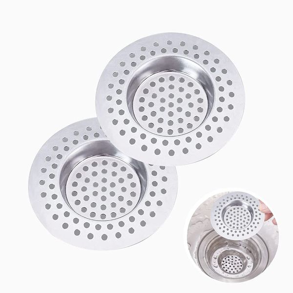 2 Pcs Sink Strainer, Stainless Steel Sink Strainer Plug, Drain Hair Catcher, Protector Shower Drain Cover, Sink Stopper Drain Filter for Kitchen, Bathtub, Bathroom, 2.95 "/ 7.5 cm