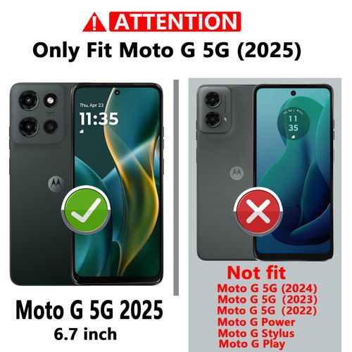 YZOK for Moto G 5G 2025 Case,with Camera Lens Cover HD Screen Protector,[Military Grade] Car Mount Kickstand Shockproof Protective Case for Motorola G 5G 2025, Purple