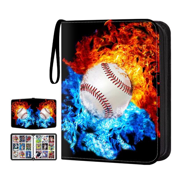 TsuiWah Baseball Card Binder with Sleeves,9-Pocket Trading Card Holder Card Collectors Album Hold Up to 900 Cards,Card Folder For Baseball Football Basketball Sport Trading Cards,TCG,MTG,PTG Games