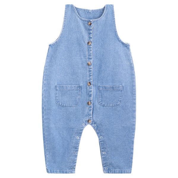 Baby Jungen Mädchen Denim Overall Latzhose Jeans Hose Spieler Strampler Romper Spielanzug Vintage - Classic Blau Jeans Größe 98