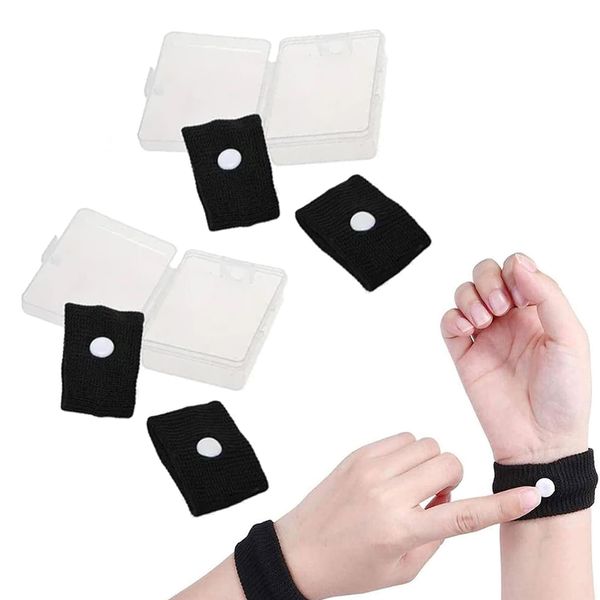 Akupressur Armband, Armband Seekrankheit, Akupressur Armband Gegen Übelkeit, 2 Paar Anti Übelkeit Armbänder, Für Cruise Travel, Schwangerschaft, Fliegen, Seekrankheit, Schwarz