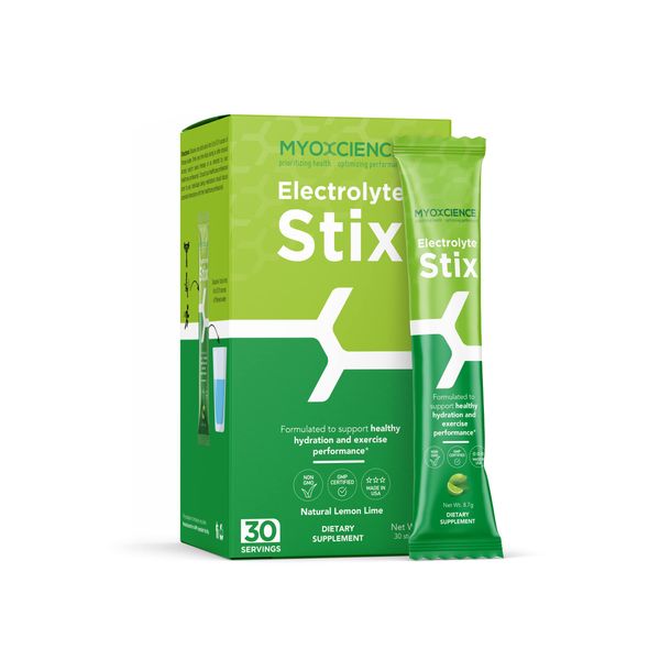 MYOXCIENCE Electrolyte Stix | Real Salt, Electrolytes, Magnesium Potassium Plus Taurine and Creatine (Lemon Lime)