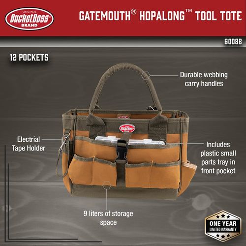 Bucket Boss - Gatemouth Hopalong Tool Tote, Tool Bags - Original Series (60088), 9 liters