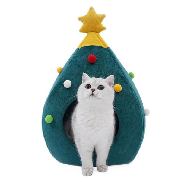 Festive Feline Christmas Tree Cat Bed - Cozy Holiday Retreat For Your Cat - Picture Color / M