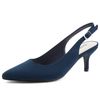 Greatonu Spitz Sandalen Slingback Kitten Absatz Pointed Toe Blau EU39