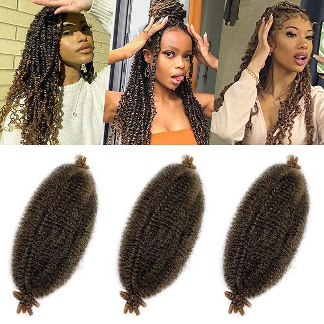 Springy Afro Kinky Twist Hair Braiding Marley Cuban 40.6cm 16 inch 1B Blonde Ombre Extensions Spring Wrap Soft Locks for 1b&27 3-Pack