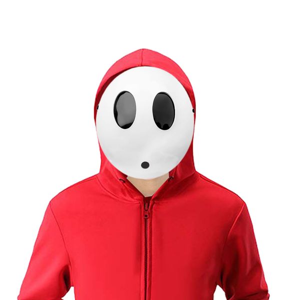 DOEA Shy Guy Mask Halloween Mask Party Favors, White Shy Guy Cosplay Costume Masquerade Props Game Video Birthday Party Supplies