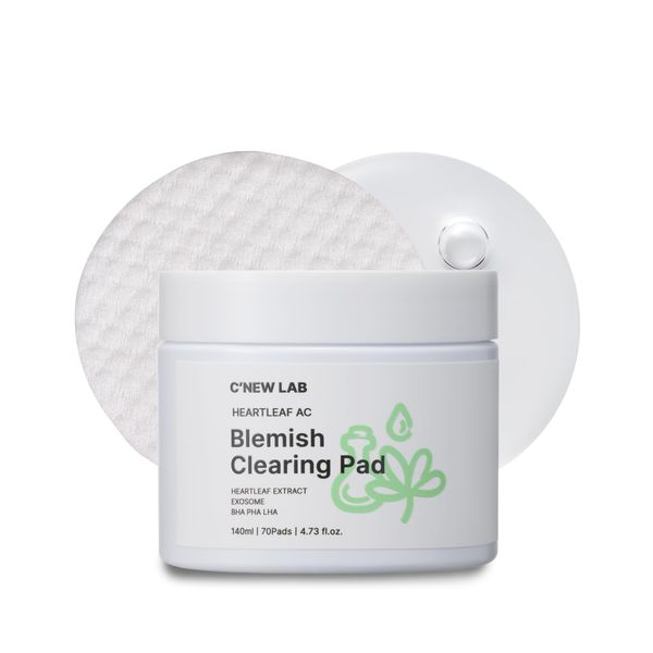 C’NEW LAB Heartleaf AC Blemish Clearing Pad (70 pads) | Blackhead & Exfoliating Facial Pads for Smooth Skin | Heartleaf Extract, Heartleaf Exosome, Allantoin, PHA, Korean Skin Care