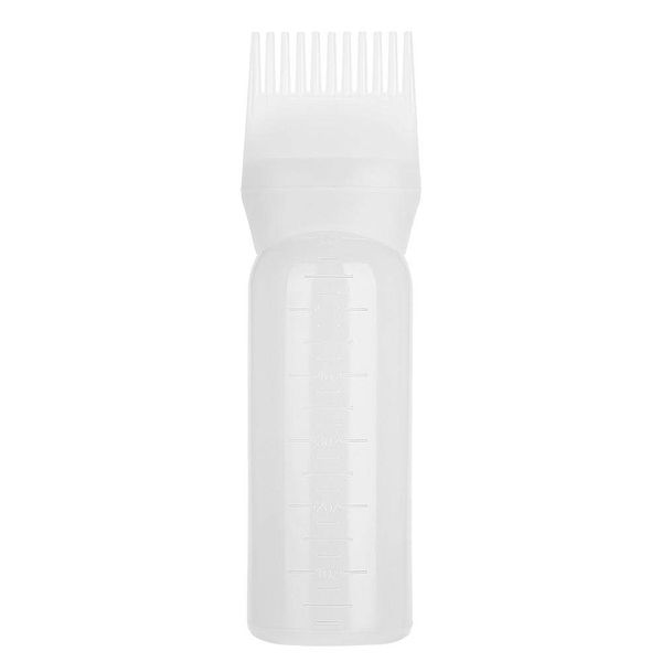 Plastics Hair Dyeing Bottle Brush Shampoo Hair Color Oil Comb Applicator Tool, Root Comb Applicator Bottle Hairdressing Dry Cleaning Bottle for Home Salon(White)