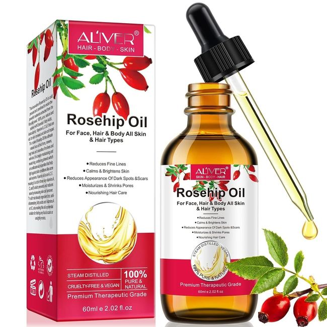 60ML Rosehip Oil Organic Rosehip Seed Oil for Skin, Facial Rosehip Essential oil