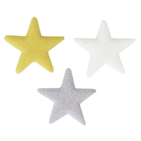 Item#38008 - Shimmer Stars Molded Sugar Cake/Cupcake Decorations - 12 ct