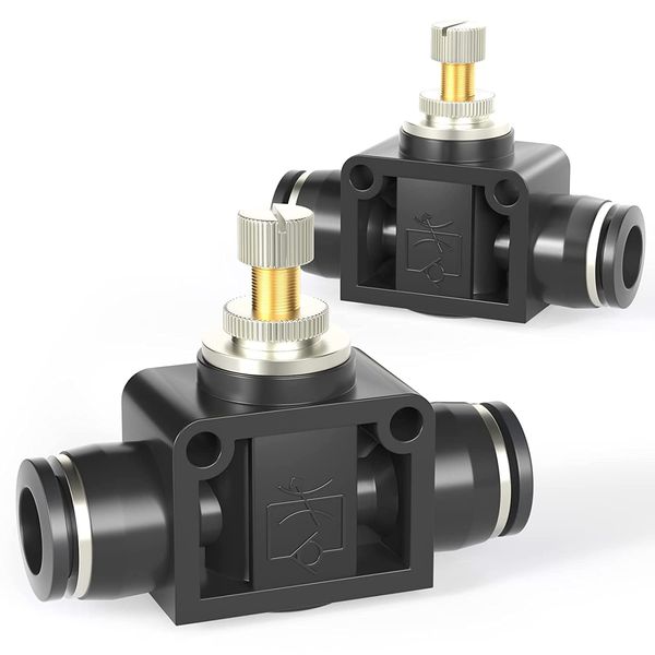 TAILONZ PNEUMATIC 0.2 inch (6 mm) Tube Outside Diameter Air Flow Control Valve with Push-to-Connect Fitting), Inline Speed Controller Union Straight Scf-6 (Pack of 5)