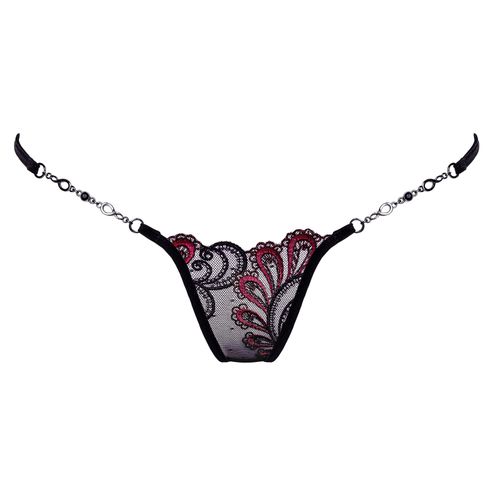 Lucky Cheeks Precious Lady Women's Luxury Mini G-String, black/red